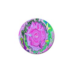 Groovy Pink, Blue And Green Abstract Liquid Art Golf Ball Marker (4 Pack) by myrubiogarden