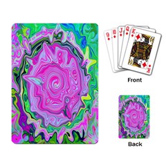 Groovy Pink, Blue And Green Abstract Liquid Art Playing Cards Single Design