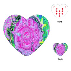 Groovy Pink, Blue And Green Abstract Liquid Art Playing Cards (heart)