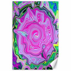 Groovy Pink, Blue And Green Abstract Liquid Art Canvas 24  X 36  by myrubiogarden