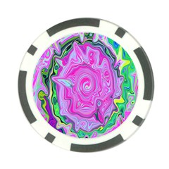 Groovy Pink, Blue And Green Abstract Liquid Art Poker Chip Card Guard by myrubiogarden