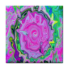 Groovy Pink, Blue And Green Abstract Liquid Art Face Towel