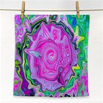 Groovy Pink, Blue And Green Abstract Liquid Art Face Towel Front