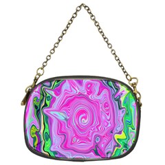 Groovy Pink, Blue And Green Abstract Liquid Art Chain Purse (two Sides) by myrubiogarden