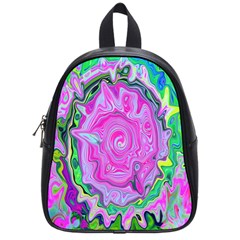 Groovy Pink, Blue And Green Abstract Liquid Art School Bag (small) by myrubiogarden