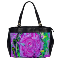 Groovy Pink, Blue And Green Abstract Liquid Art Oversize Office Handbag by myrubiogarden