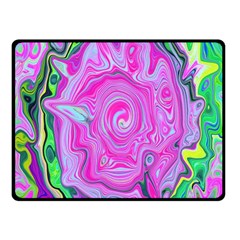 Groovy Pink, Blue And Green Abstract Liquid Art Fleece Blanket (small) by myrubiogarden