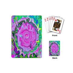 Groovy Pink, Blue And Green Abstract Liquid Art Playing Cards (mini)