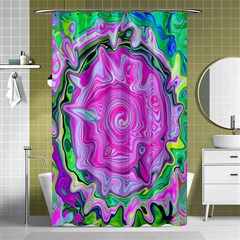 Groovy Pink, Blue And Green Abstract Liquid Art Shower Curtain 48  X 72  (small)  by myrubiogarden