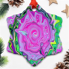 Groovy Pink, Blue And Green Abstract Liquid Art Ornament (snowflake)