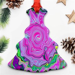 Groovy Pink, Blue And Green Abstract Liquid Art Ornament (christmas Tree) 