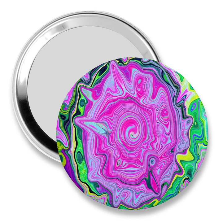 Groovy Pink, Blue And Green Abstract Liquid Art 3  Handbag Mirrors