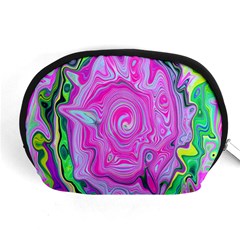 Groovy Pink, Blue And Green Abstract Liquid Art Accessory Pouch (medium) by myrubiogarden