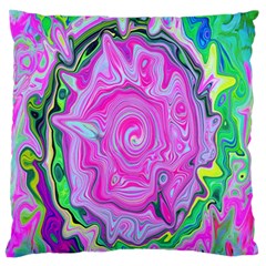 Groovy Pink, Blue And Green Abstract Liquid Art Standard Flano Cushion Case (one Side) by myrubiogarden