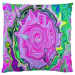 Groovy Pink, Blue And Green Abstract Liquid Art Large Flano Cushion Case (One Side) Front