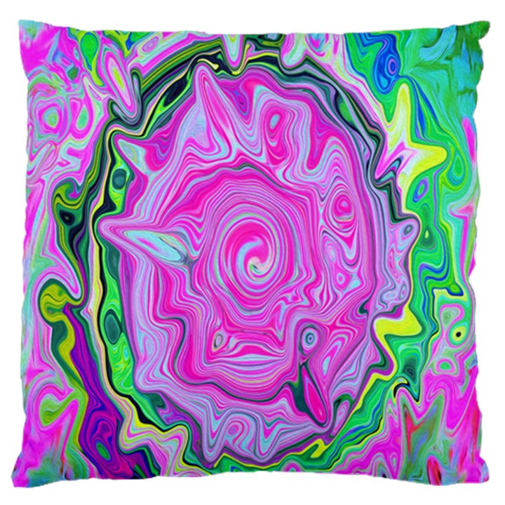 Groovy Pink, Blue And Green Abstract Liquid Art Large Flano Cushion Case (One Side)