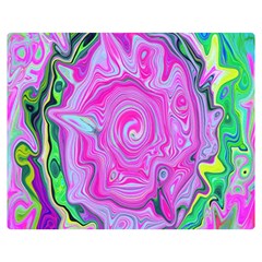 Groovy Pink, Blue And Green Abstract Liquid Art Double Sided Flano Blanket (medium)  by myrubiogarden