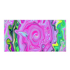 Groovy Pink, Blue And Green Abstract Liquid Art Satin Wrap by myrubiogarden