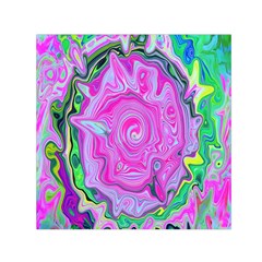 Groovy Pink, Blue And Green Abstract Liquid Art Small Satin Scarf (square) by myrubiogarden