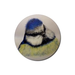 Blue Tit  Rubber Round Coaster (4 Pack)  by ArtByThree