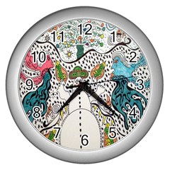 Happysnowman Wall Clock (silver) by chellerayartisans