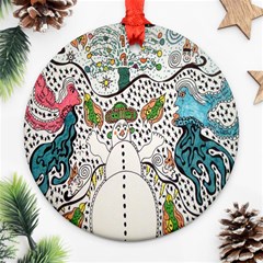 Happysnowman Round Ornament (two Sides) by chellerayartisans