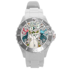 Happysnowman Round Plastic Sport Watch (l) by chellerayartisans