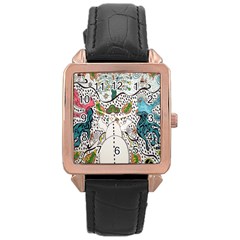 Happysnowman Rose Gold Leather Watch 