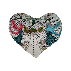 Happysnowman Standard 16  Premium Flano Heart Shape Cushions by chellerayartisans