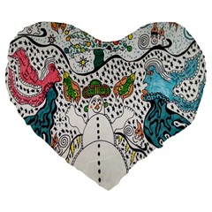 Happysnowman Large 19  Premium Flano Heart Shape Cushions by chellerayartisans