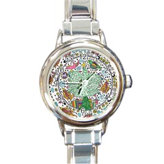 Snowglobe Round Italian Charm Watch by chellerayartisans