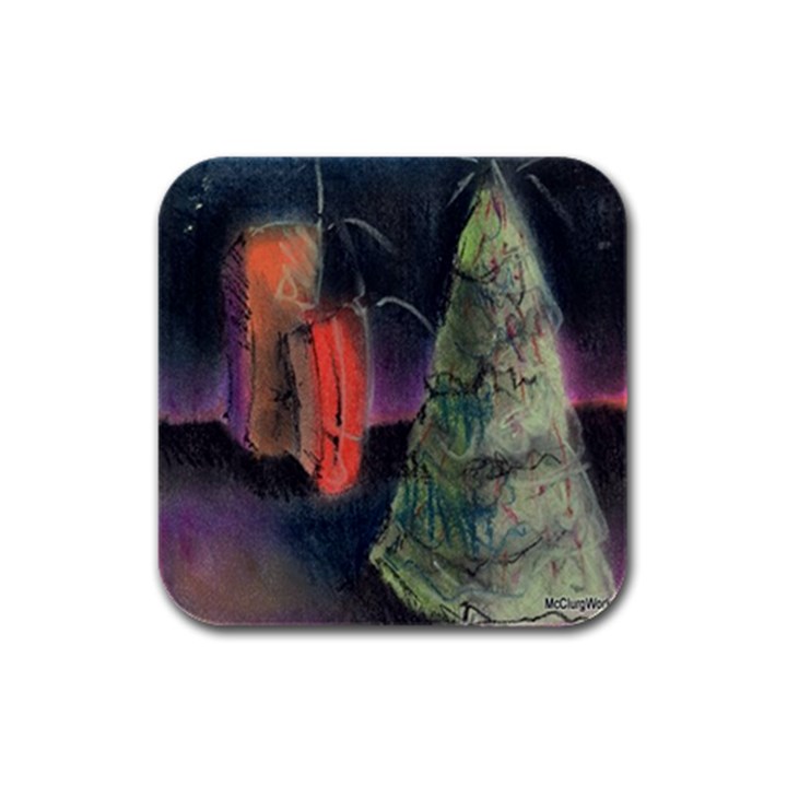 Tree&presents Rubber Square Coaster (4 pack) 