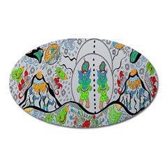 Supersonic Volcano Snowman Oval Magnet by chellerayartisans