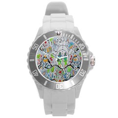 Supersonic Volcano Snowman Round Plastic Sport Watch (l) by chellerayartisans