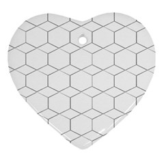 Honeycomb Pattern Black And White Ornament (heart) by picsaspassion