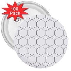 Honeycomb Pattern Black And White 3  Buttons (100 Pack)  by picsaspassion