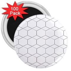 Honeycomb Pattern Black And White 3  Magnets (100 Pack) by picsaspassion