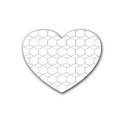 Honeycomb Pattern Black And White Rubber Coaster (heart)  by picsaspassion