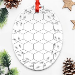 Honeycomb Pattern Black And White Ornament (oval Filigree) by picsaspassion