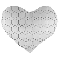 Honeycomb Pattern Black And White Large 19  Premium Heart Shape Cushions by picsaspassion