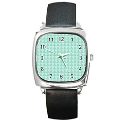 Mint Triangle Shape Pattern Square Metal Watch by picsaspassion