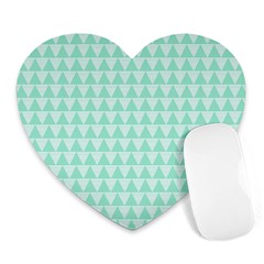 Mint Triangle Shape Pattern Heart Mousepads by picsaspassion