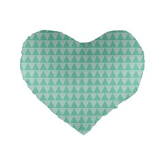 Mint Triangle Shape Pattern Standard 16  Premium Heart Shape Cushions by picsaspassion