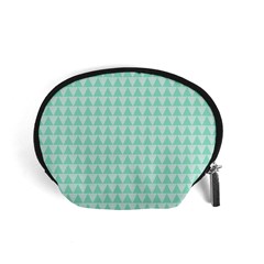 Mint Triangle Shape Pattern Accessory Pouch (small) by picsaspassion