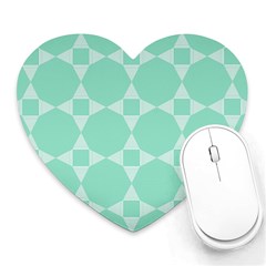 Mint Star Pattern Heart Mousepads by picsaspassion