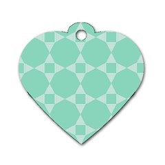 Mint Star Pattern Dog Tag Heart (one Side)