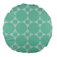 Mint Star Pattern Large 18  Premium Flano Round Cushions by picsaspassion