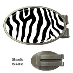 Zebra Horse Pattern Black And White Money Clips (oval)  by picsaspassion