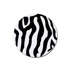 Zebra Horse Pattern Black And White Rubber Coaster (round)  by picsaspassion