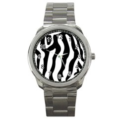 Zebra Horse Pattern Black And White Sport Metal Watch by picsaspassion